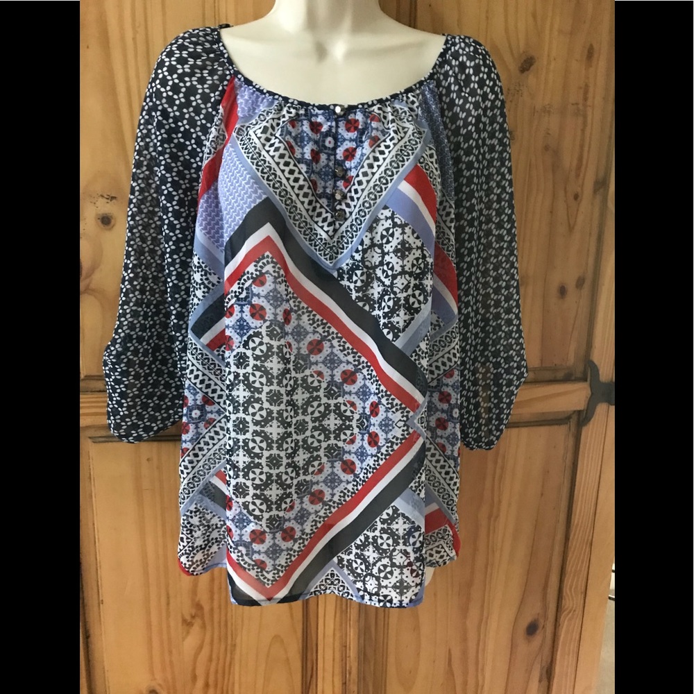 Sheer Blouse with 3/4 sleeves